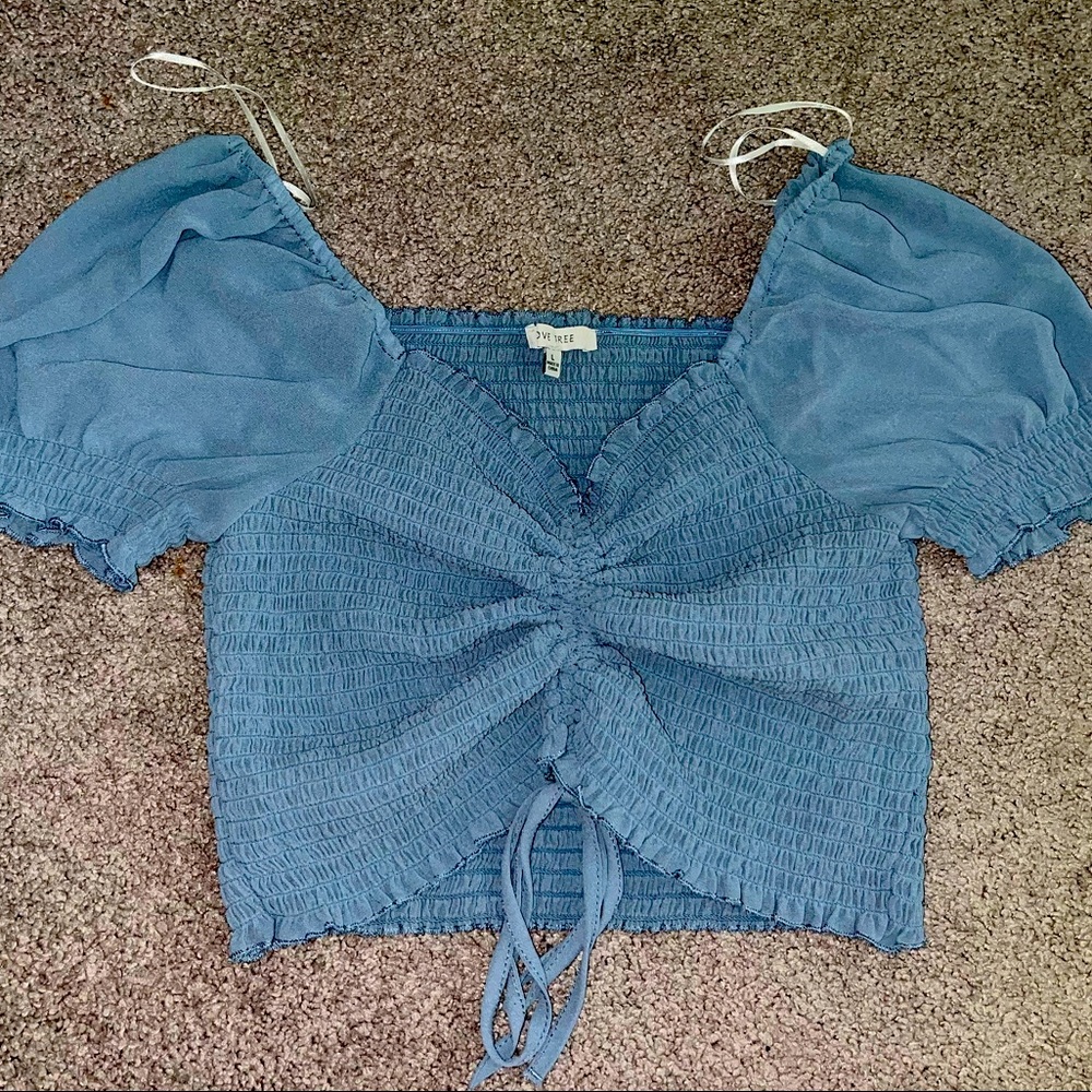 This is a nice dressy shirt for women it has never been worn, Color: Blue